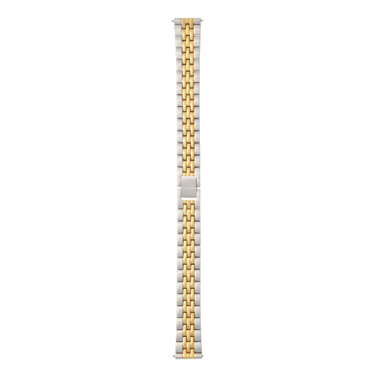 Sunrise gold colored and silver colored steel watch strap 14 mm