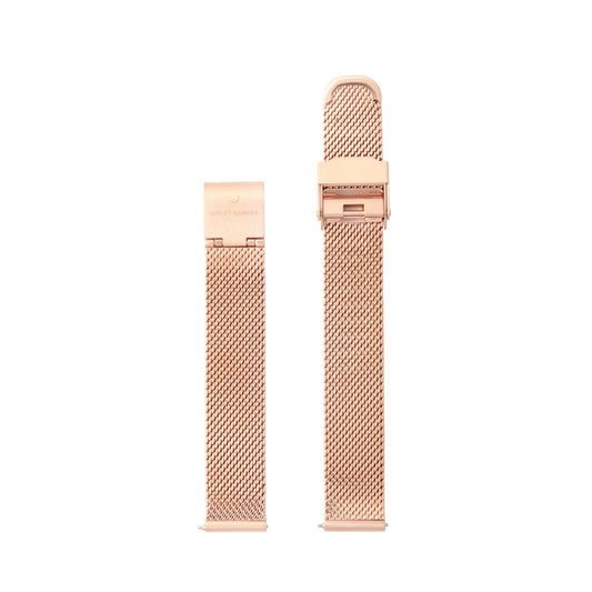 Sunrise rosé goudkleurig mesh horlogebandje 14 mm