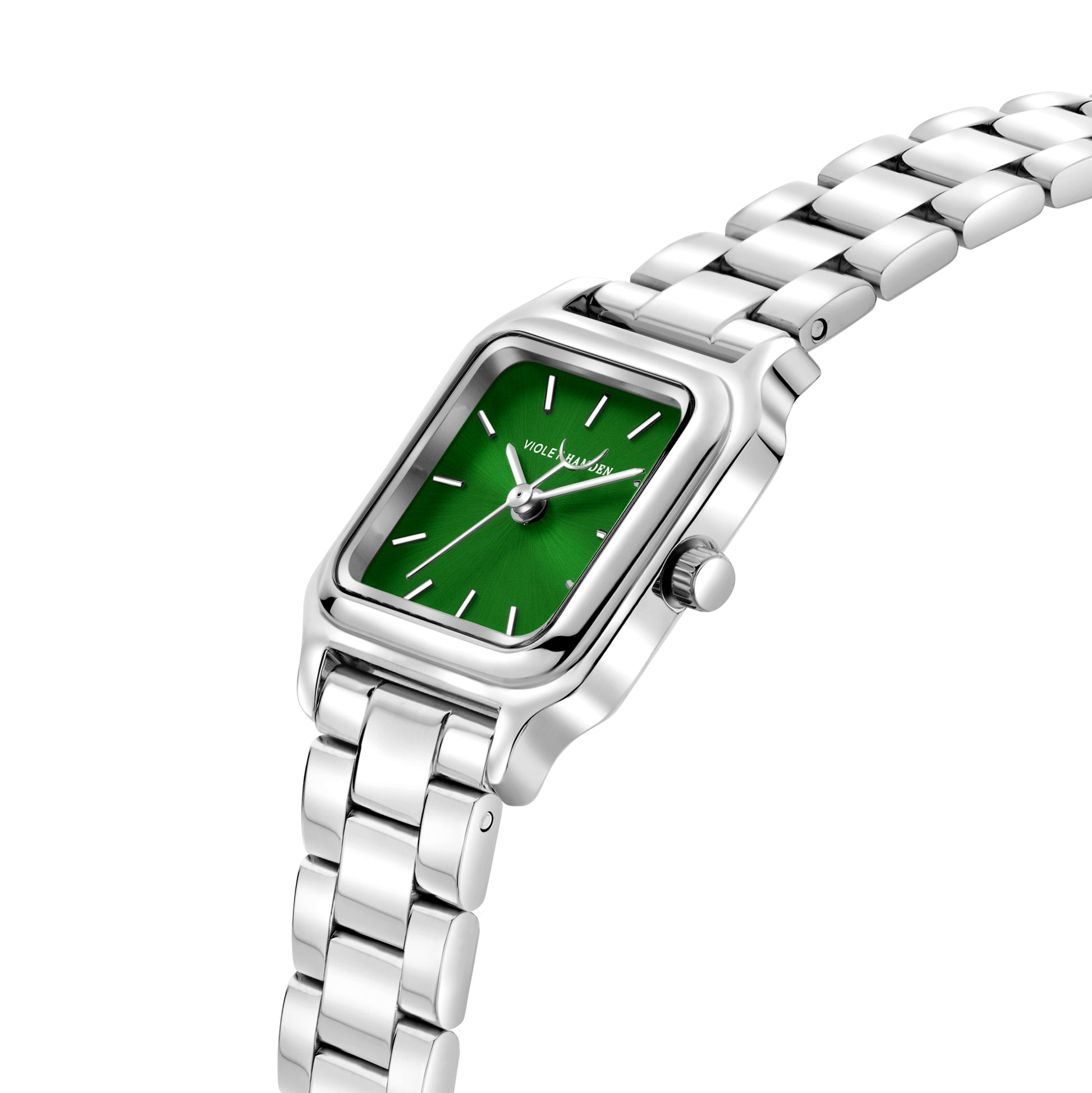 Dawn Base square ladies watch silver coloured and green - Violet Hamden