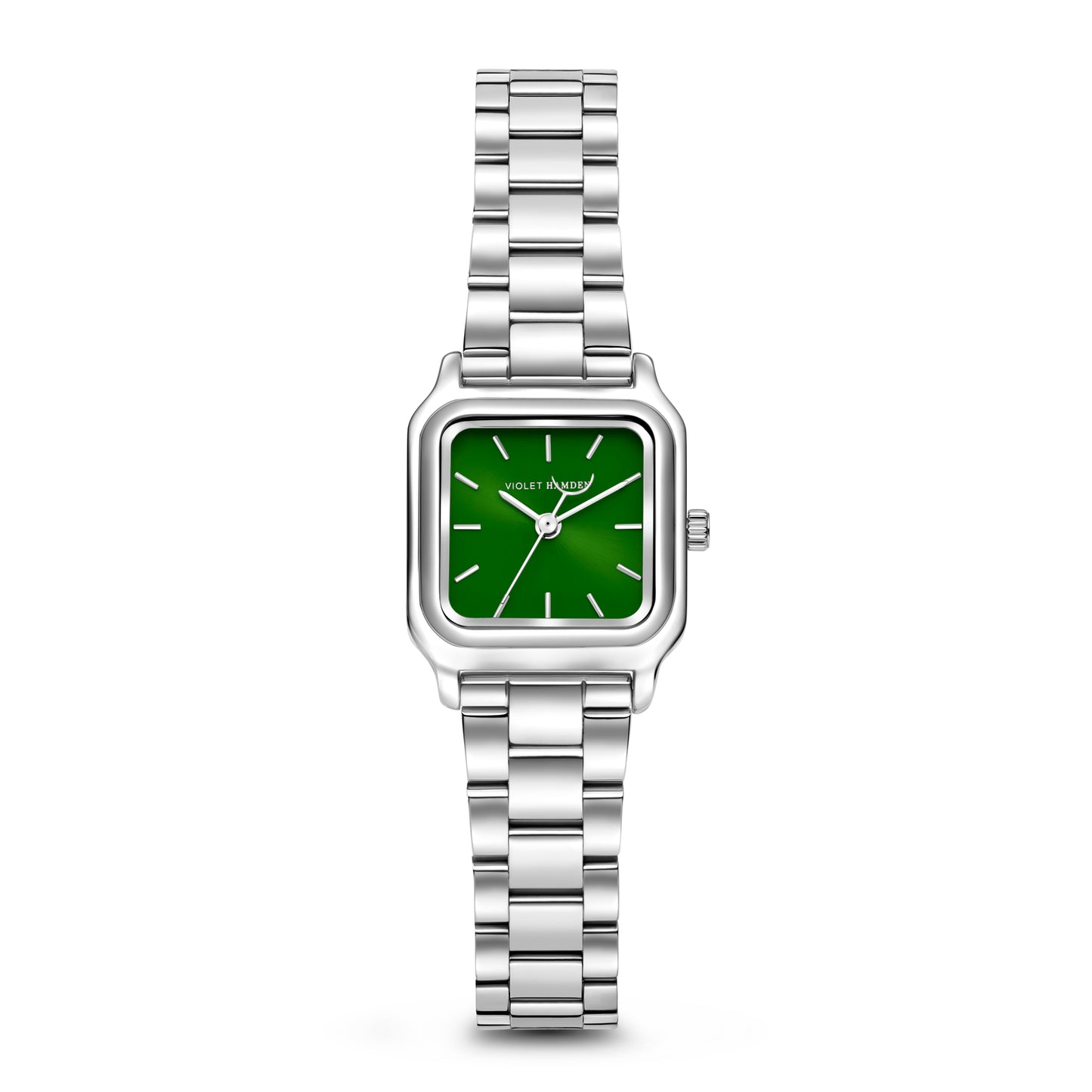 Dawn Base square ladies watch silver coloured and green - Violet Hamden