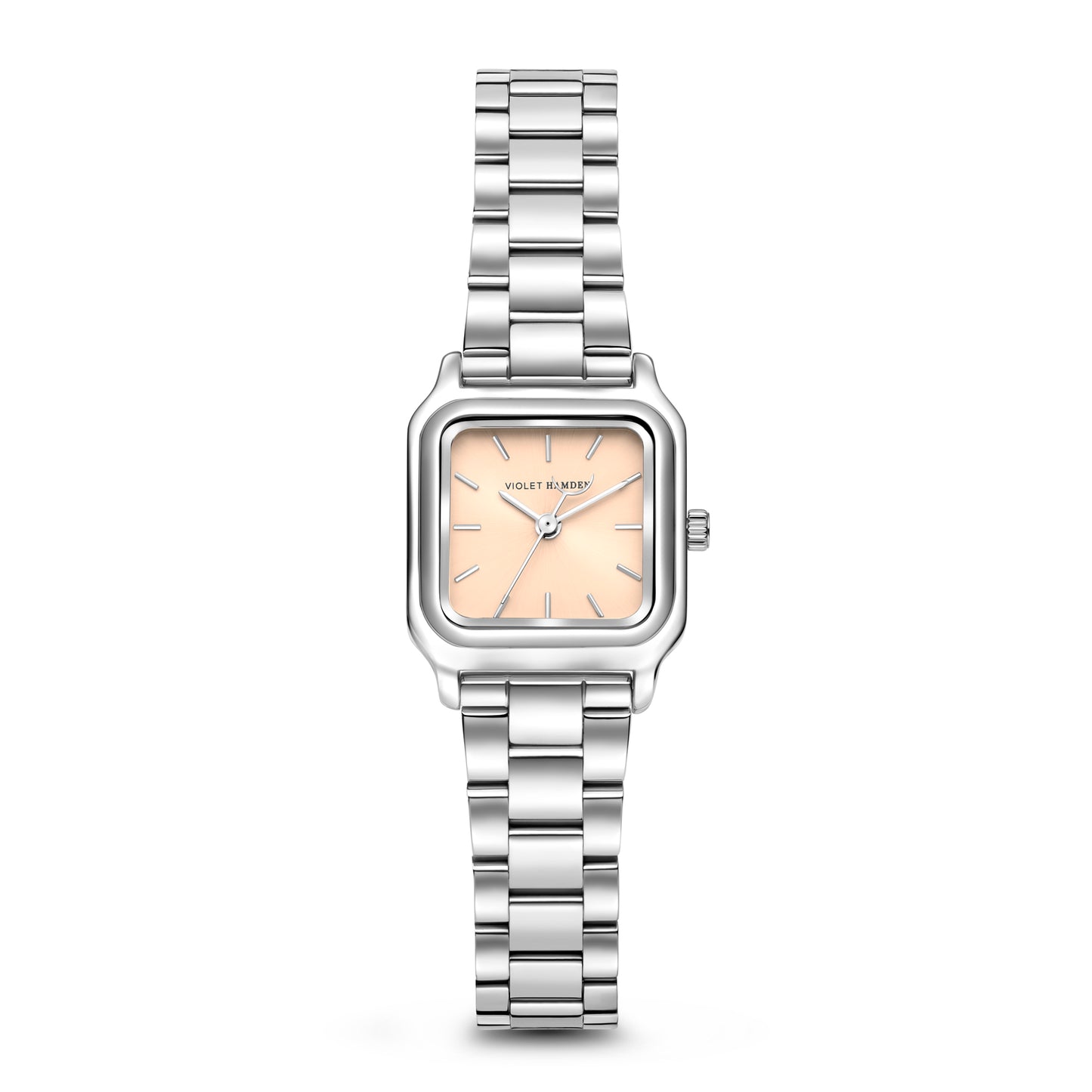 Dawn Base square ladies watch silver coloured and taupe - Violet Hamden