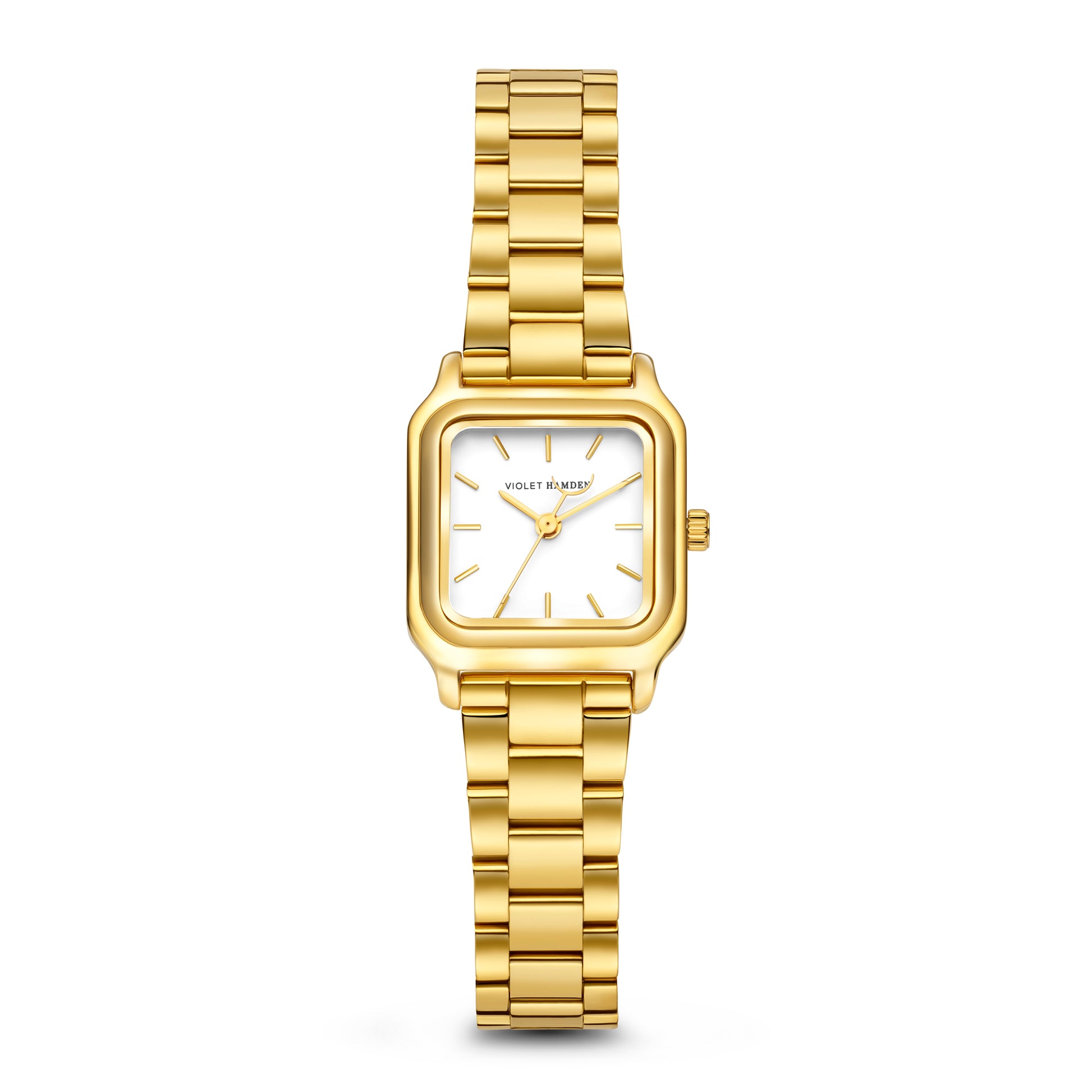 Dawn Base square ladies watch gold coloured and white - Violet Hamden