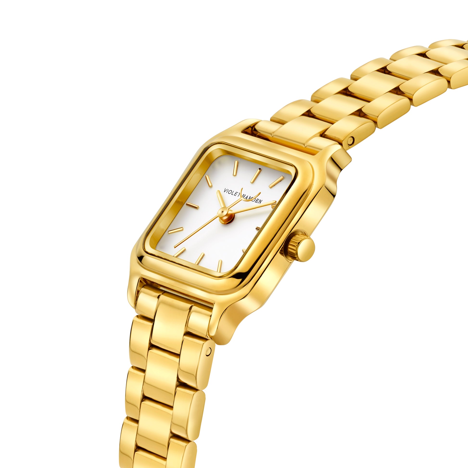 Dawn Base square ladies watch gold coloured and white - Violet Hamden