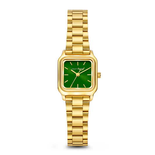 Dawn Base square ladies watch gold coloured and green - Violet Hamden