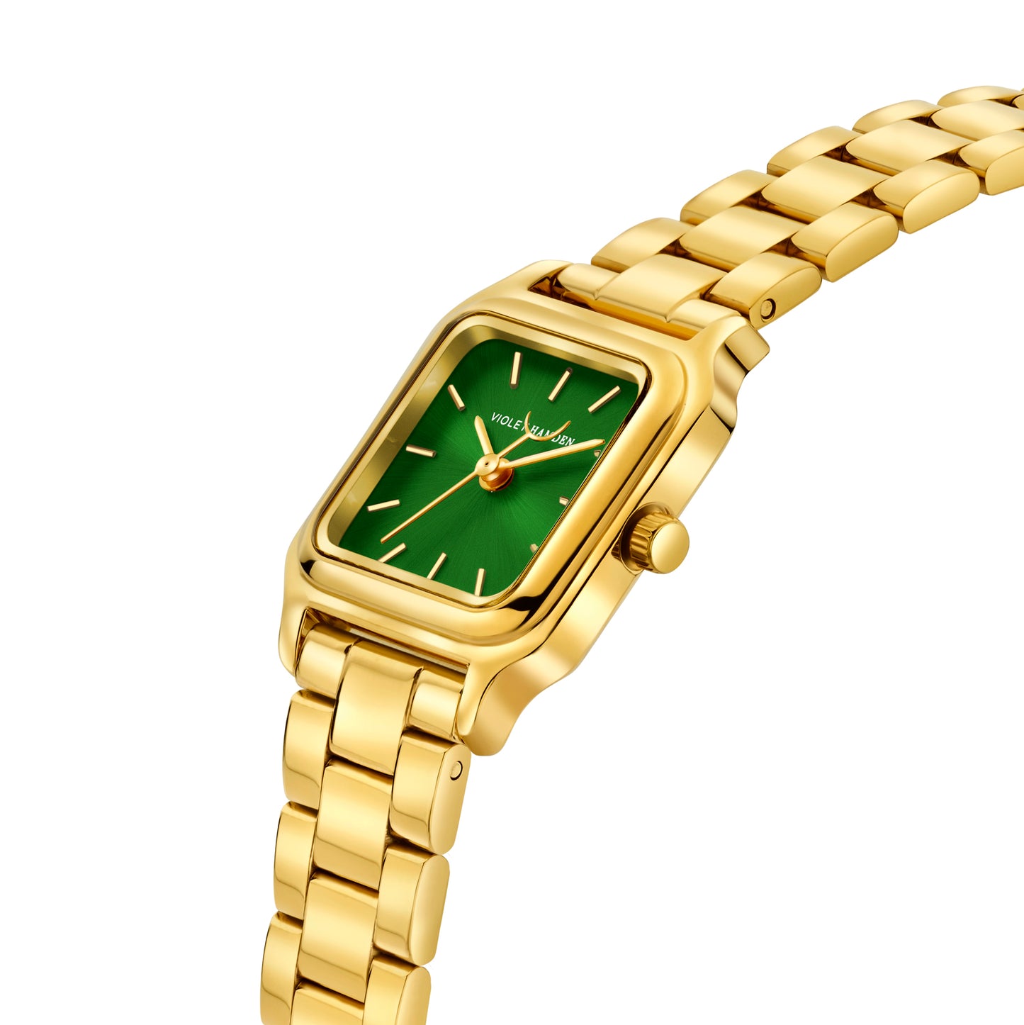 Dawn Base square ladies watch gold coloured and green - Violet Hamden