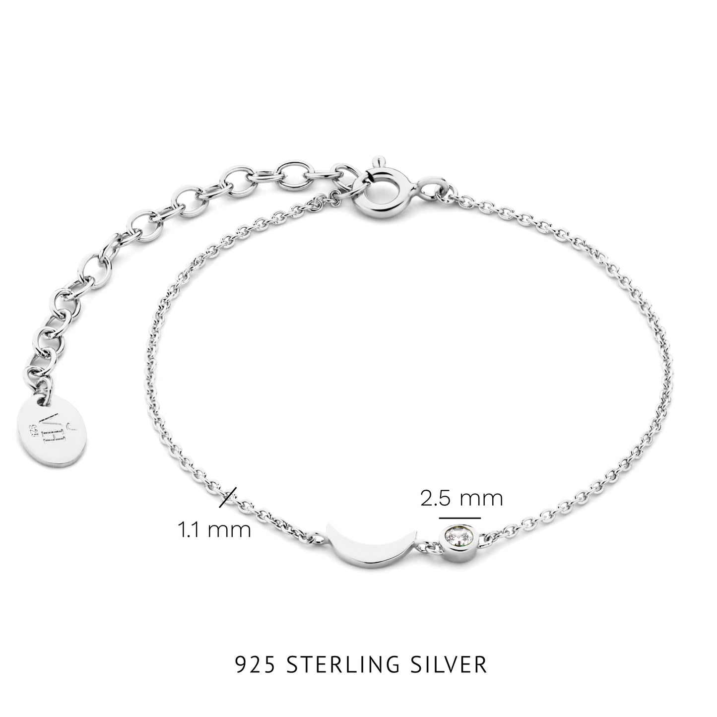 Luna 925 sterling silver bracelet with white zirconia stone