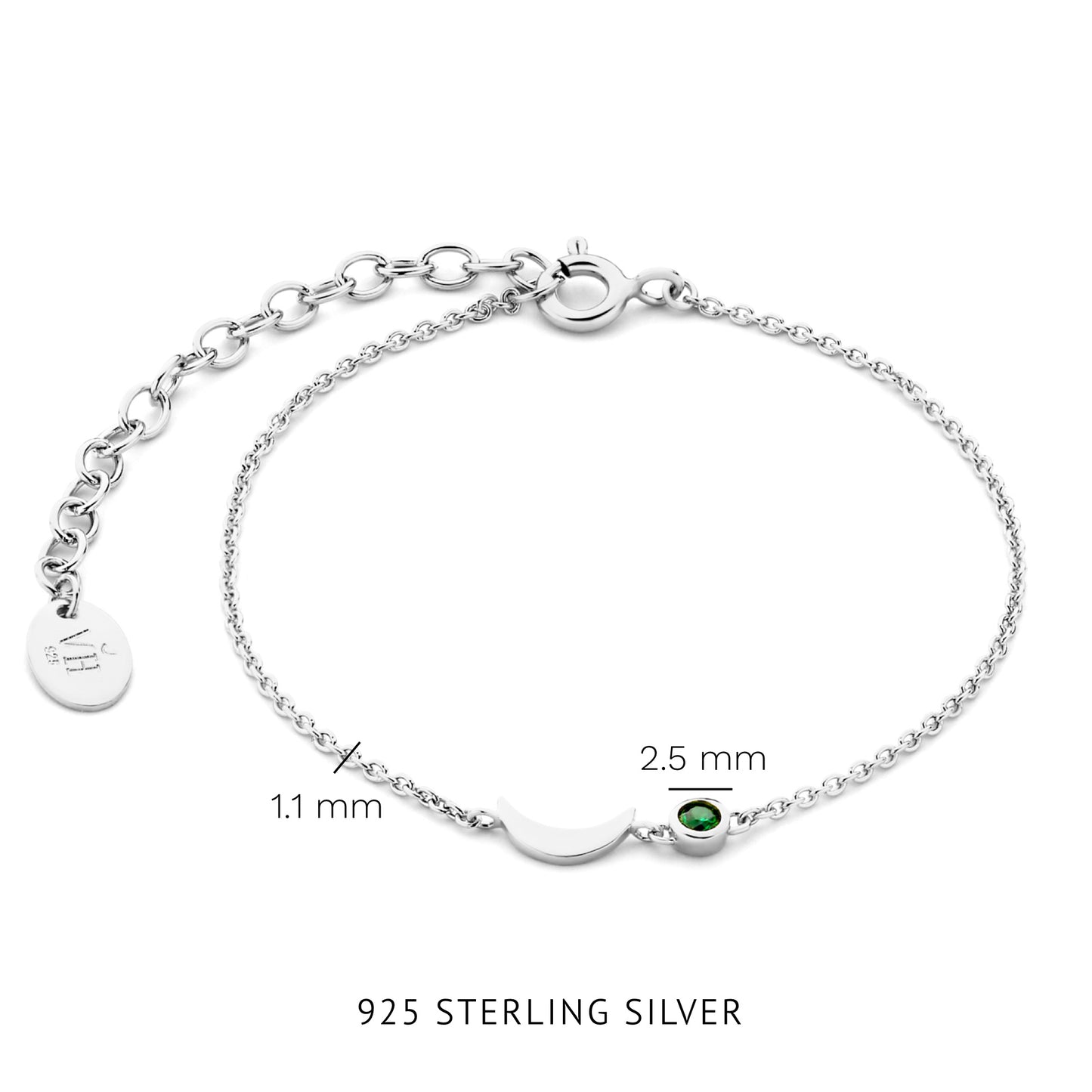 Luna bracelet en argent sterling 925 et oxyde de zirconium vert