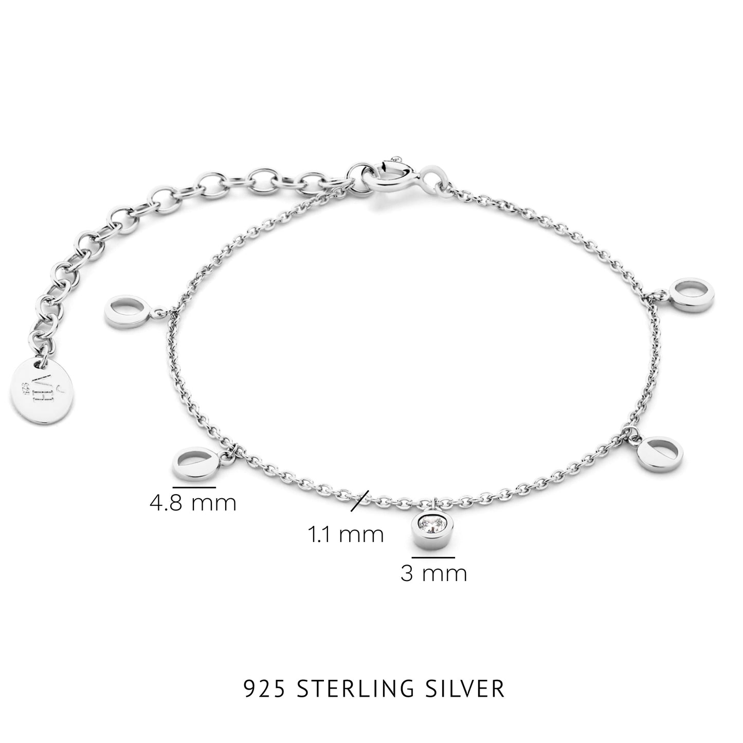 Luna bracciale in argento sterling 925 con pietra zircone bianca