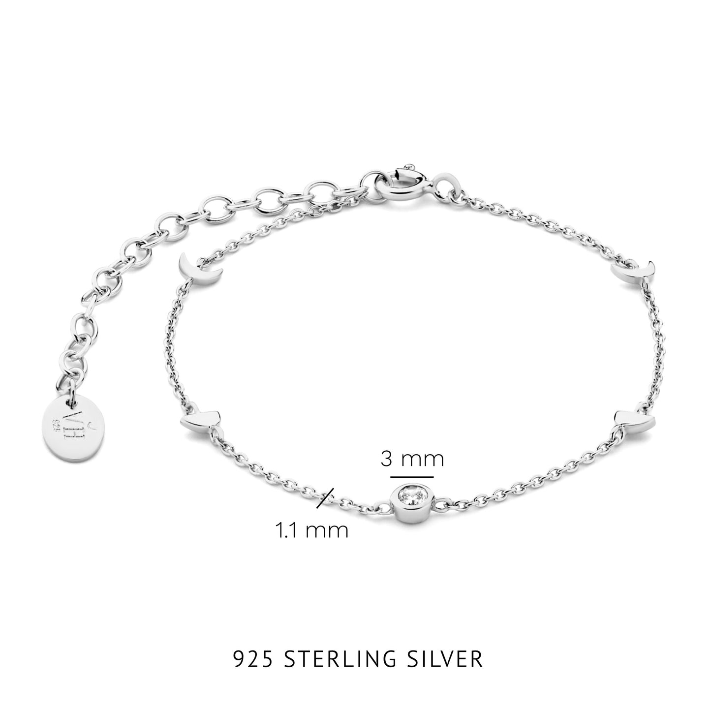 Luna 925 Sterling Silber Armband mit weißem Zirkonia Stein