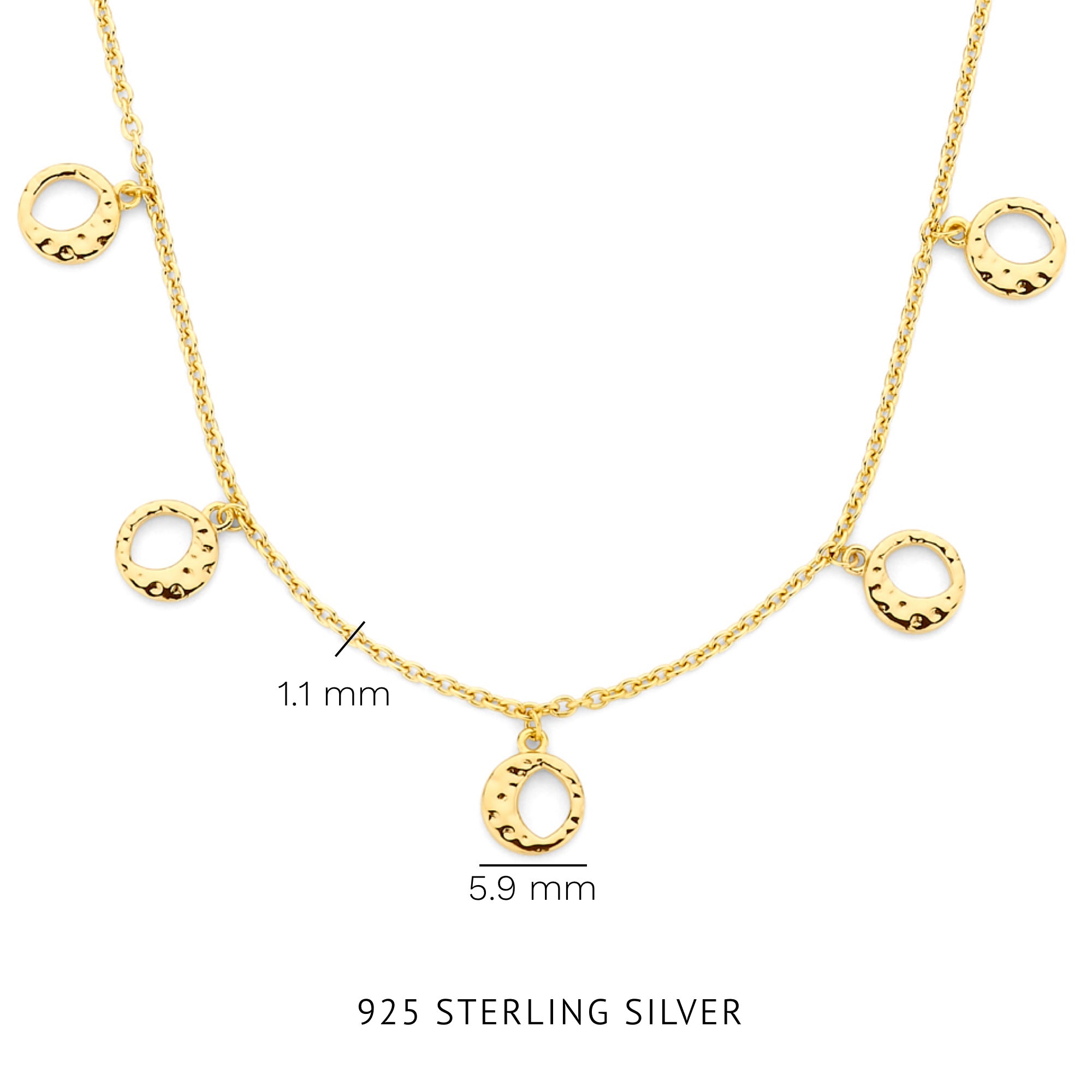 Luna 925 sterling silver gold plated necklace with moons