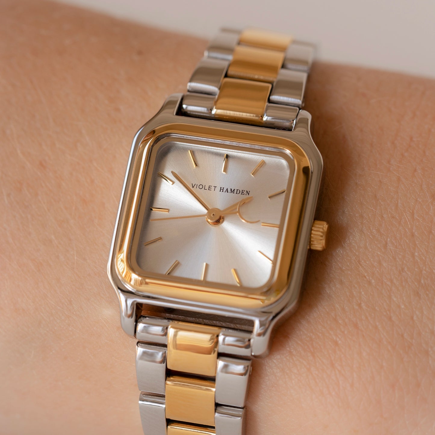 Dawn Base square ladies watch gold and silver coloured - Violet Hamden