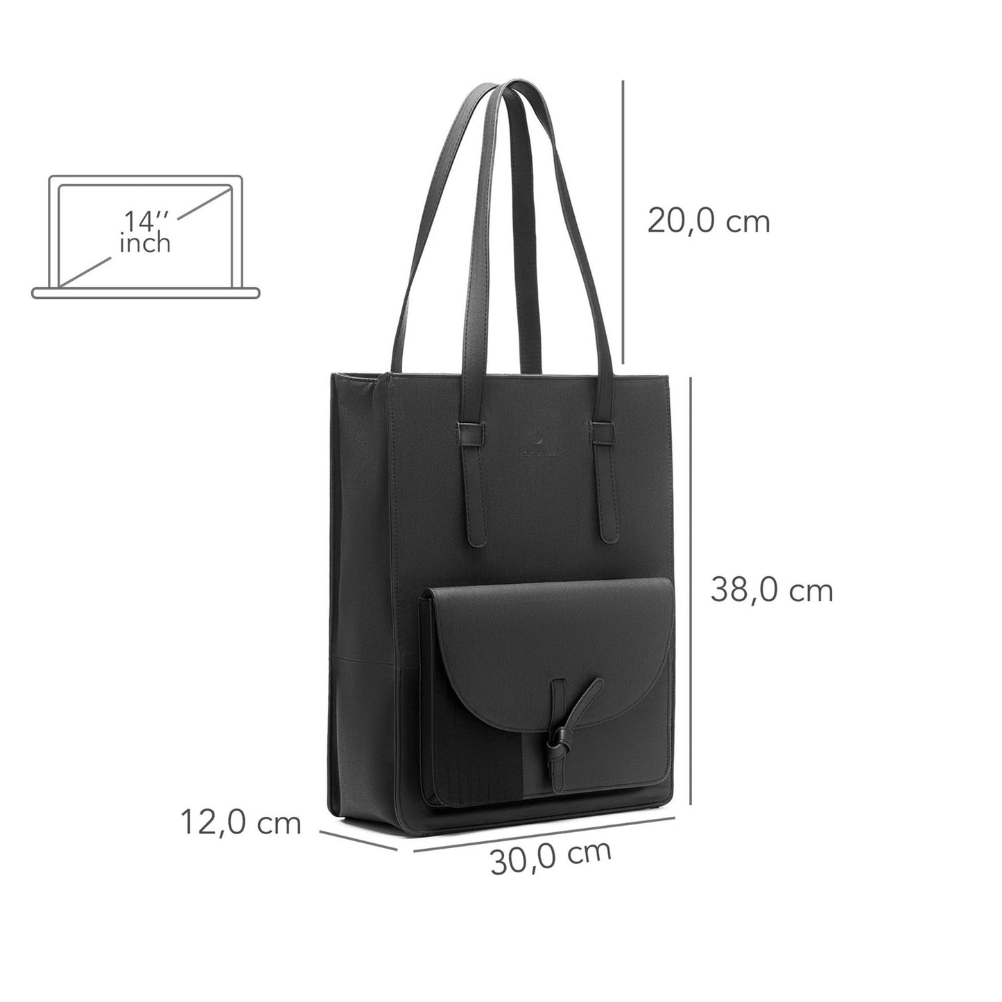 Essential Bag black shopper with 14 inch laptop compartment - Violet Hamden