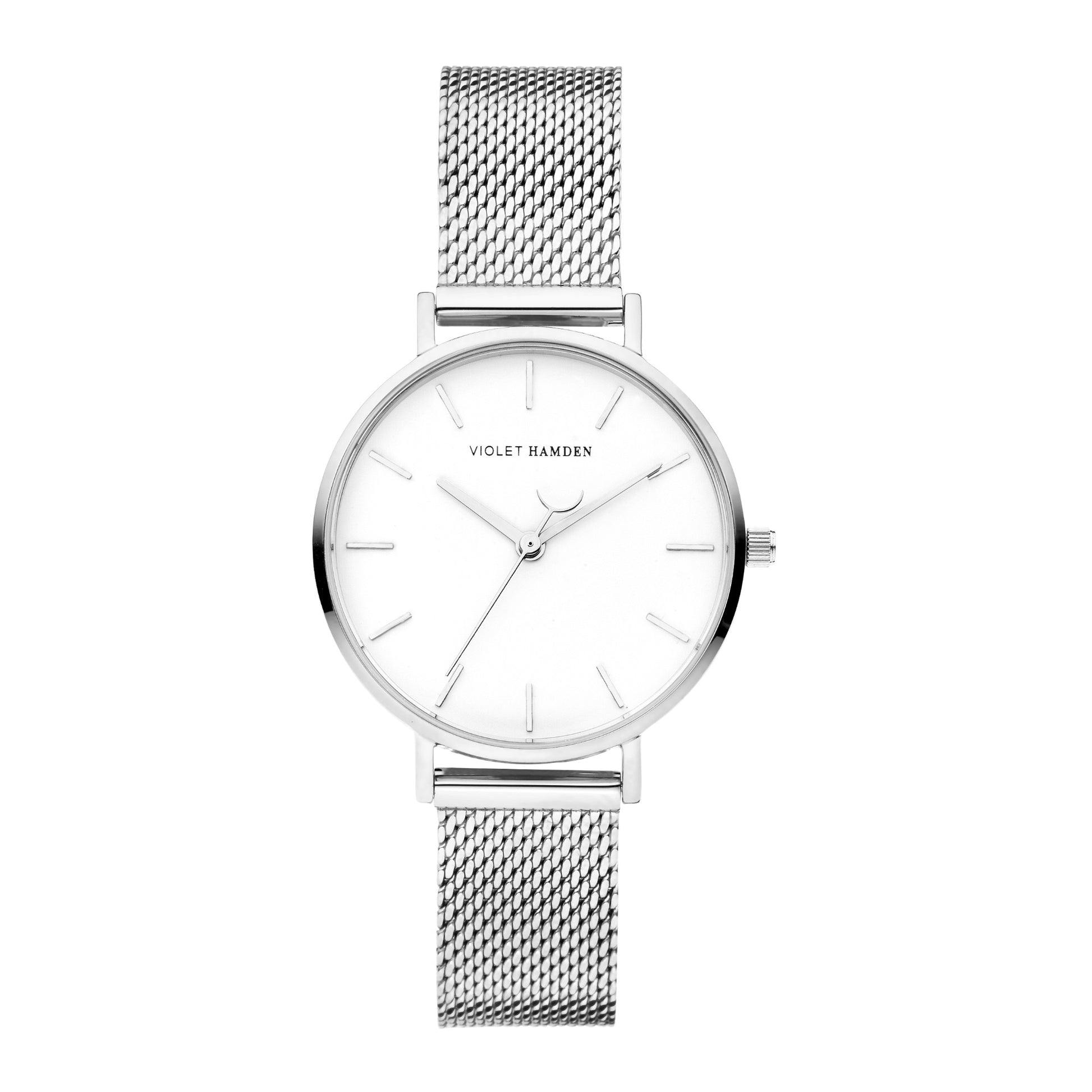 Day & Night round ladies watch silver coloured and white - Violet Hamden