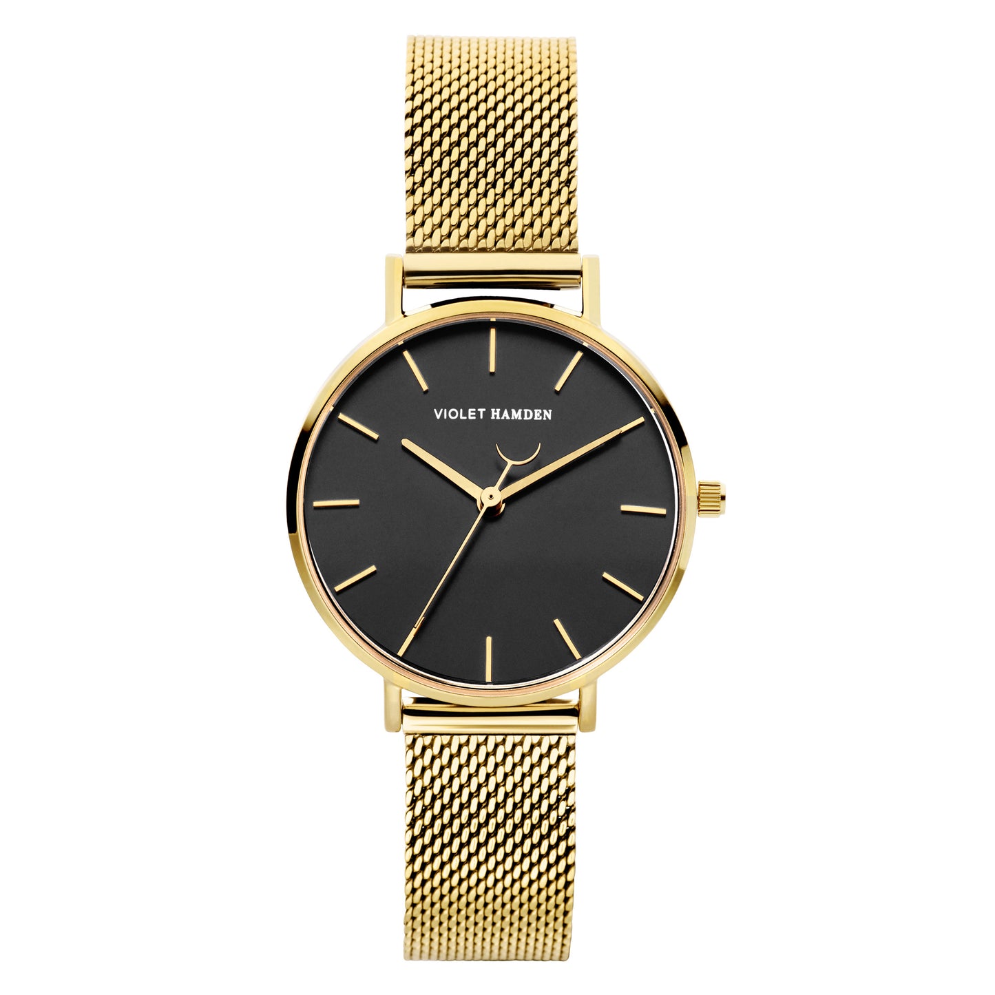 Day & Night round ladies watch gold and black coloured