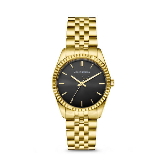 Sunrise round ladies watch gold coloured and black