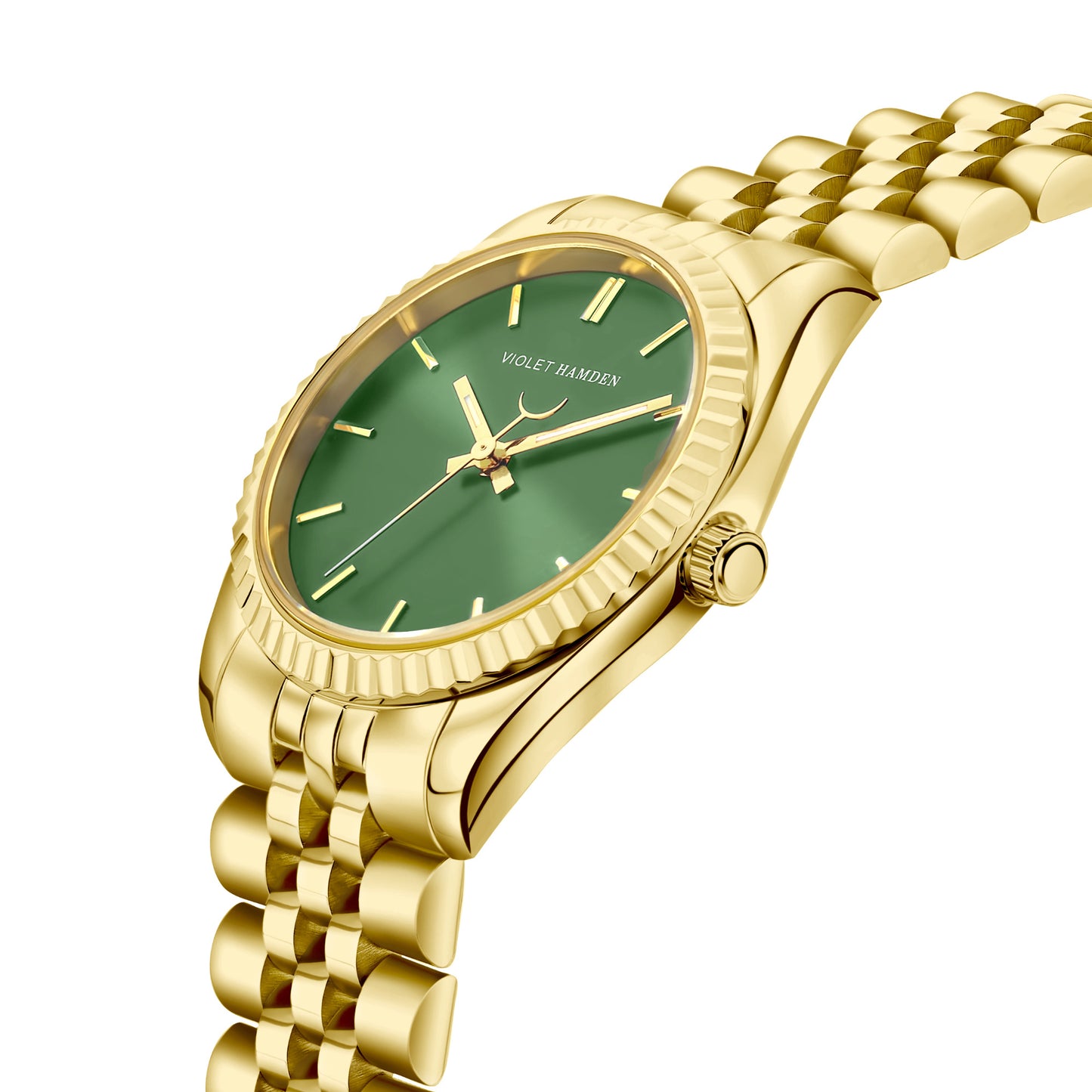 Sunrise round ladies watch gold coloured and green