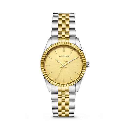 Sunrise round ladies watch gold and silver coloured