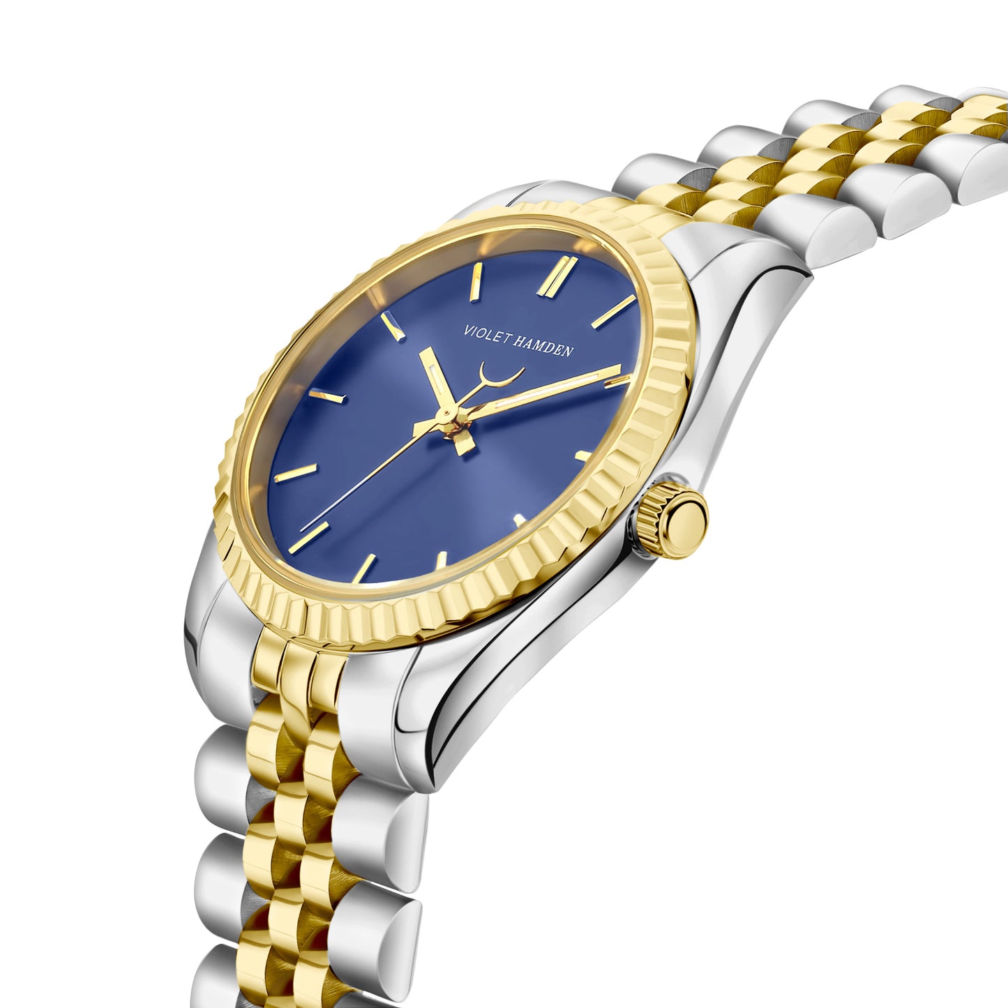 Sunrise round ladies watch gold and silver coloured and blue