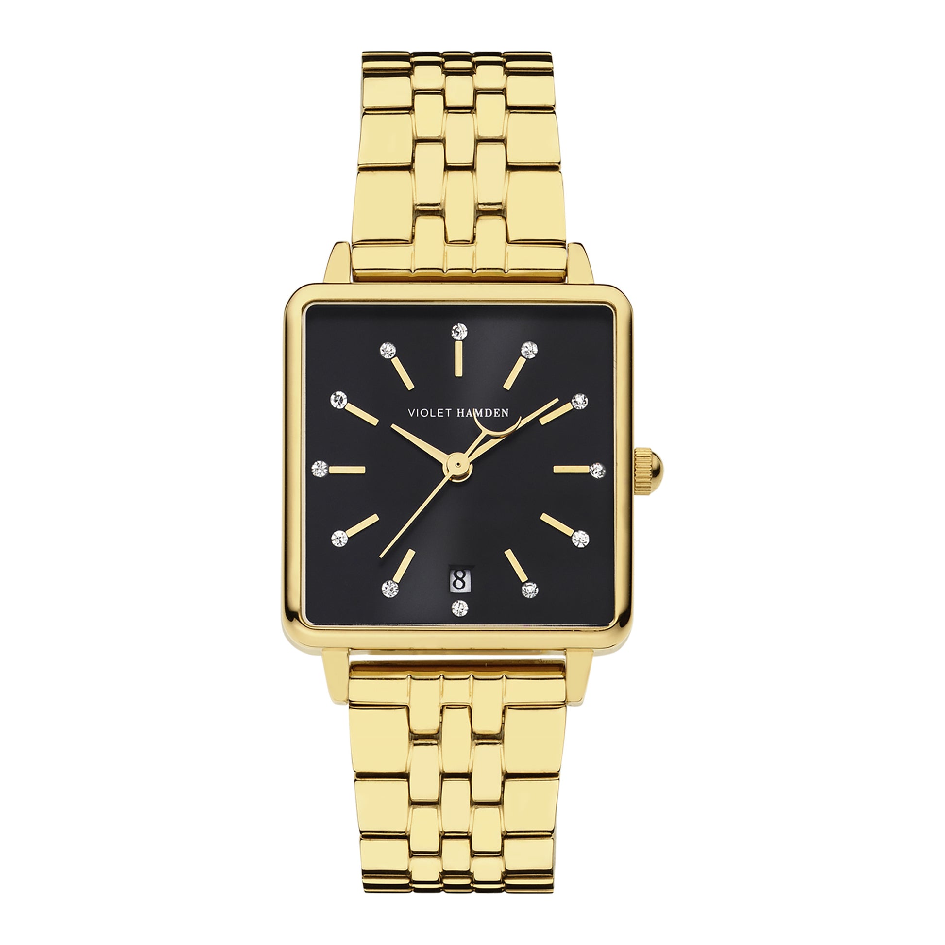 Dawn square ladies watch gold coloured and black - Violet Hamden