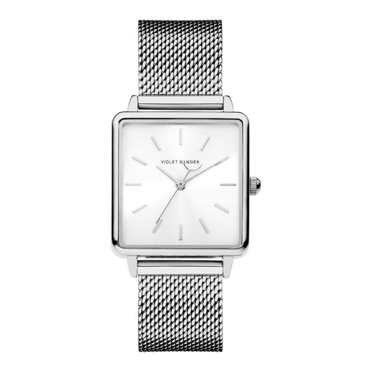 Dawn Base orologio da donna quadrato color argento e bianco