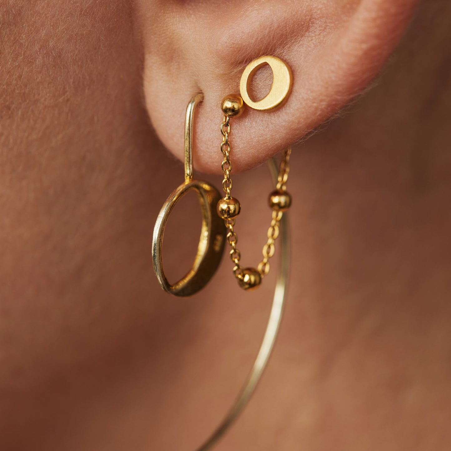 Luna pendentifs d'oreille en argent sterling 925 plaqué or