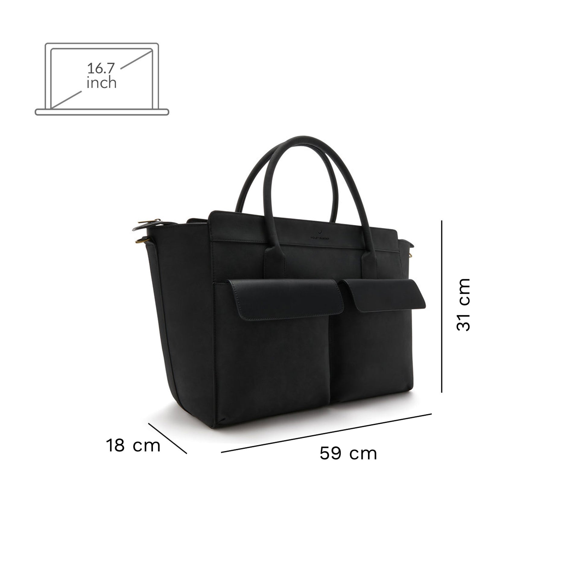 Essential Bag black handbag with 16.7 inch laptop compartment - Violet Hamden