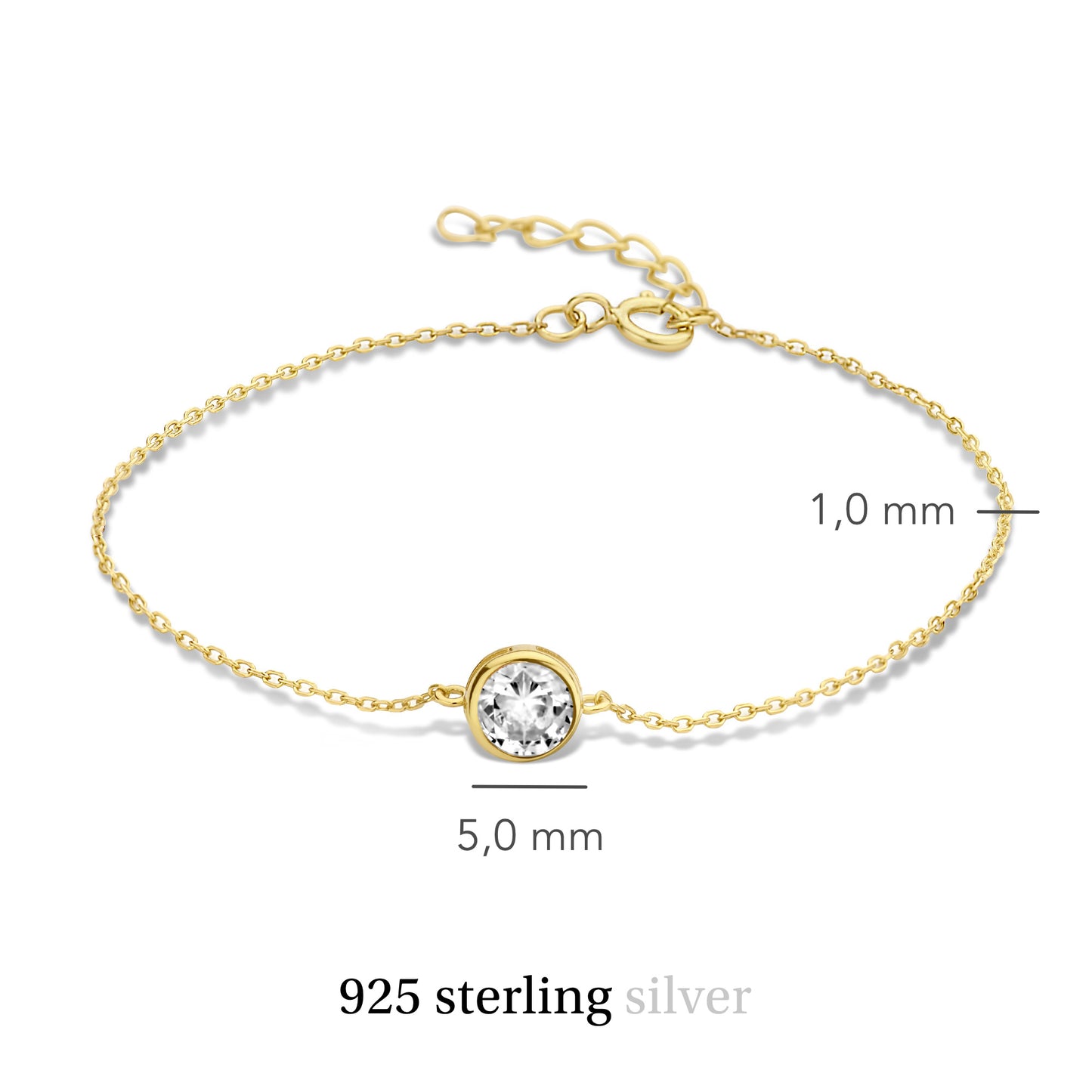 Venus bracelet en argent sterling 925 plaqué or avec pierre de naissance