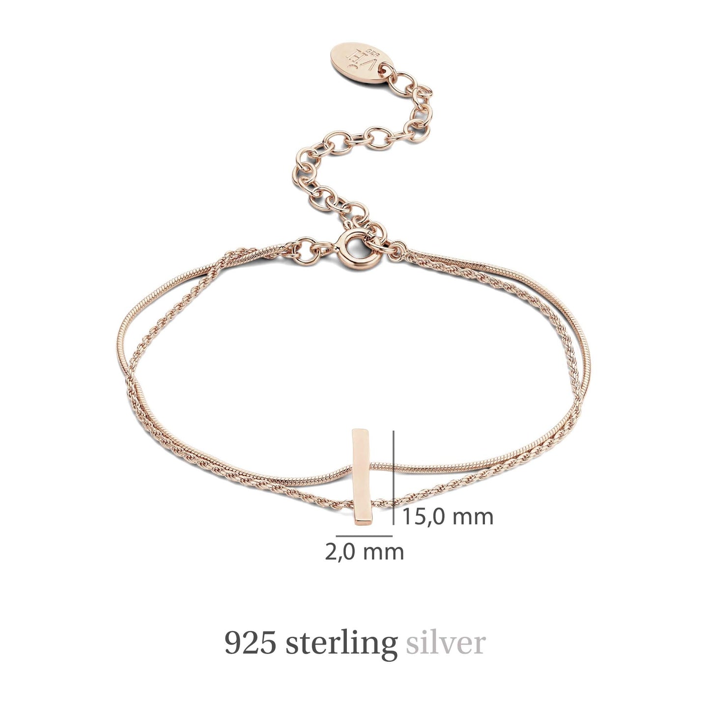 Sisterhood Moonscape bracciale in argento sterling 925 placcato oro rosa