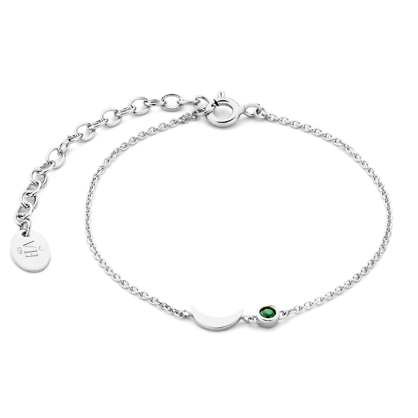 Luna 925 sterling silver bracelet with green zirconia stone