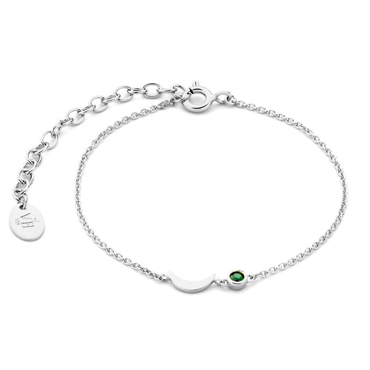 Luna 925 sterling silver armband med grön zirkonia sten