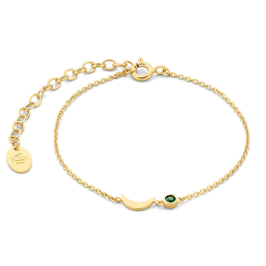 Luna 925 sterling silver gold plated bracelet with green zirconia stone