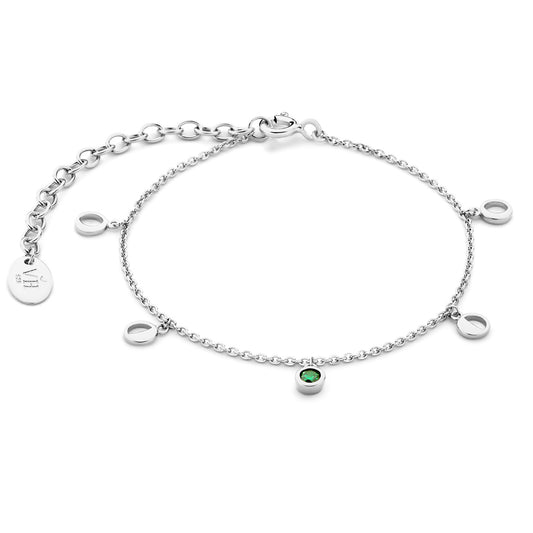 Luna 925 sterling silver armband med grön zirkonia sten