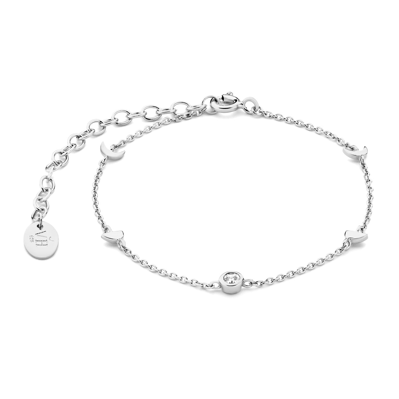 Luna 925 Sterling Silber Armband mit weißem Zirkonia Stein