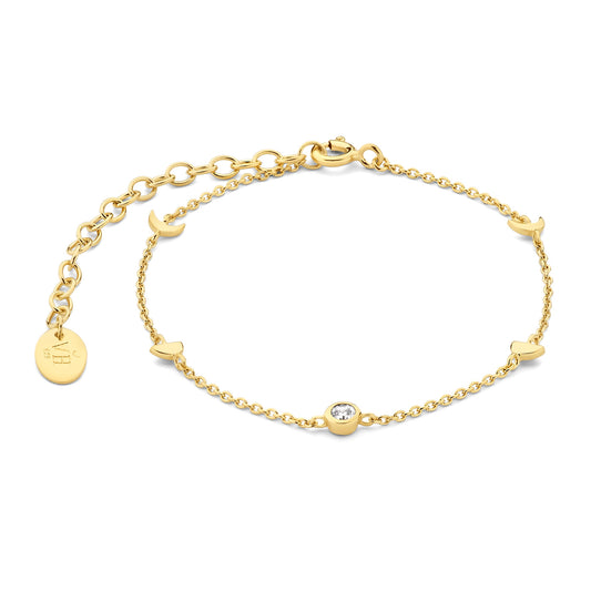 Luna 925 sterling silver gold plated bracelet with white zirconia stone