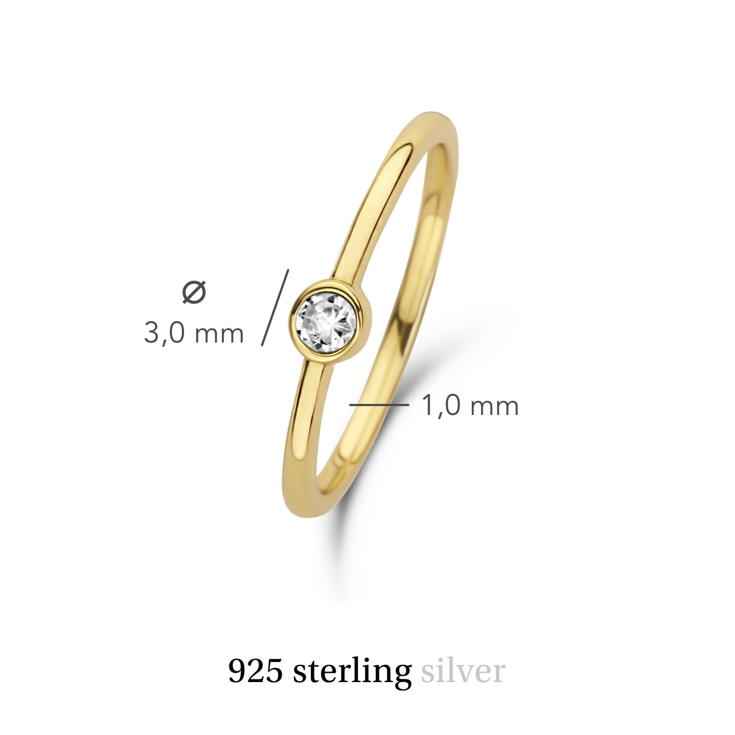 Venus 925 sterling silver gold plated ring with birthstone (60) - Violet Hamden