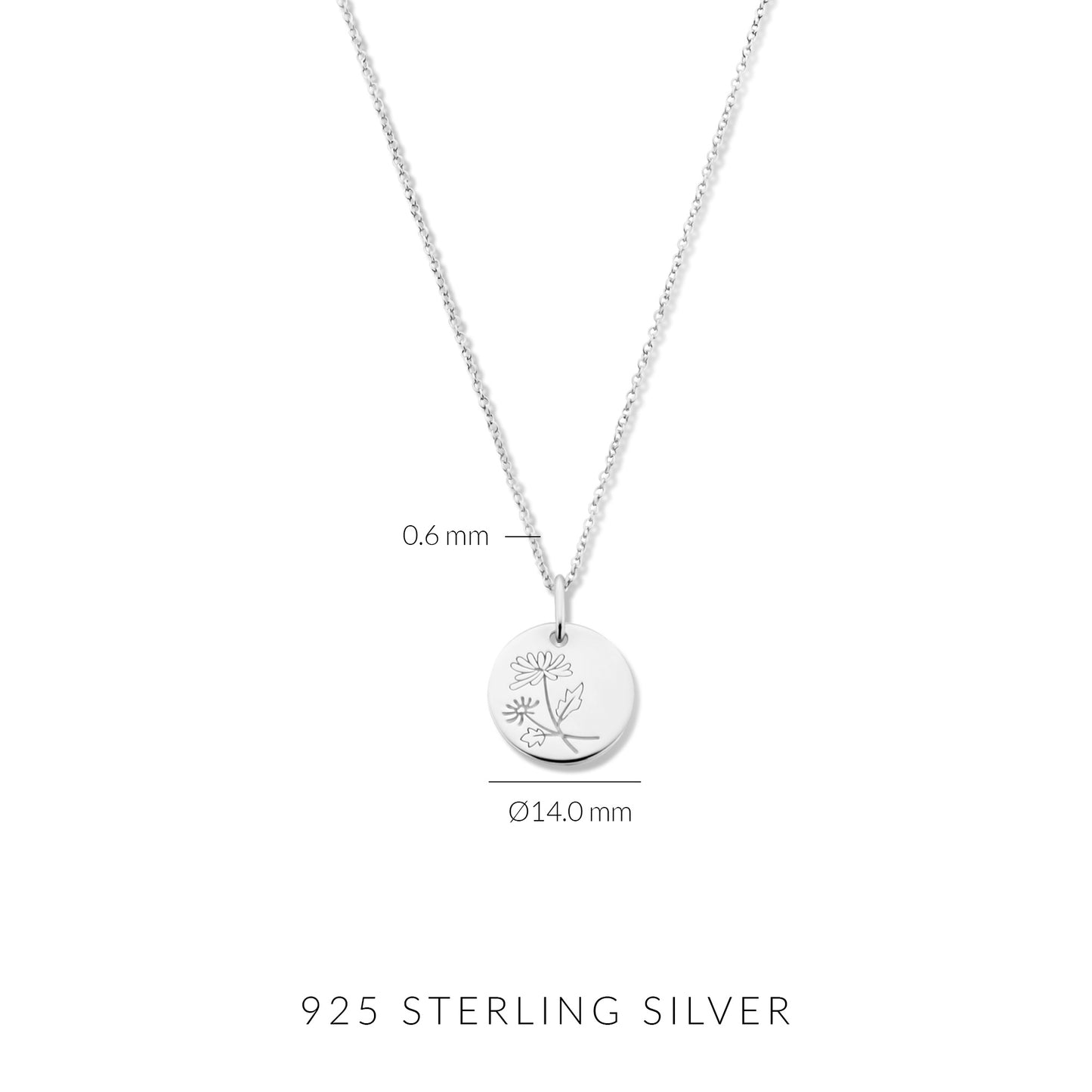 Venus 925 Sterling Silber Kette mit Geburtsblume