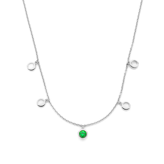 Luna 925 sterling silver halsband med grön zirkonia sten