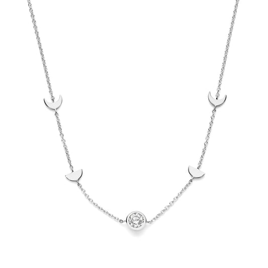 Luna 925 sterling silver halsband med vit zirkonia sten