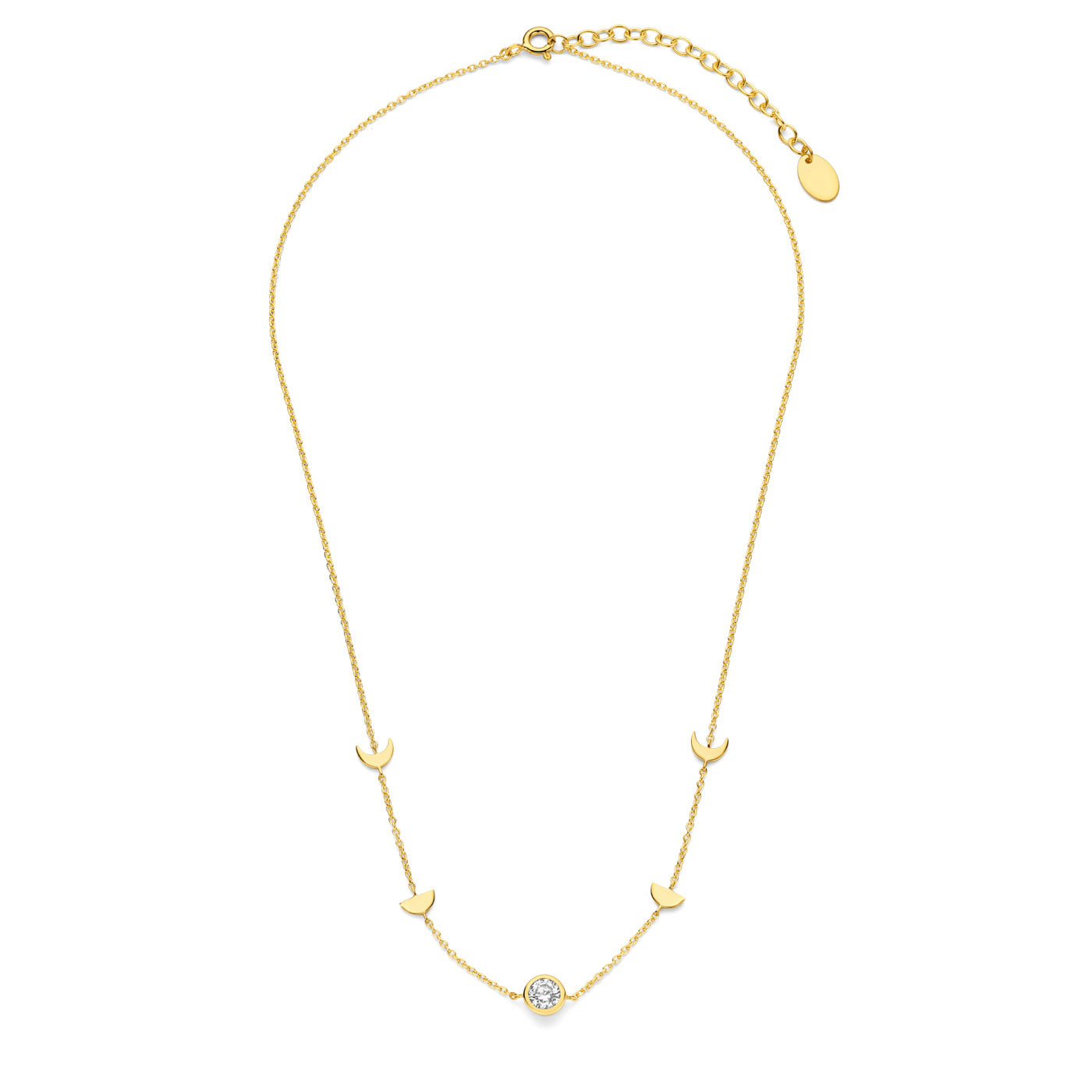 Luna 925 sterling silver gold plated necklace with white zirconia stone