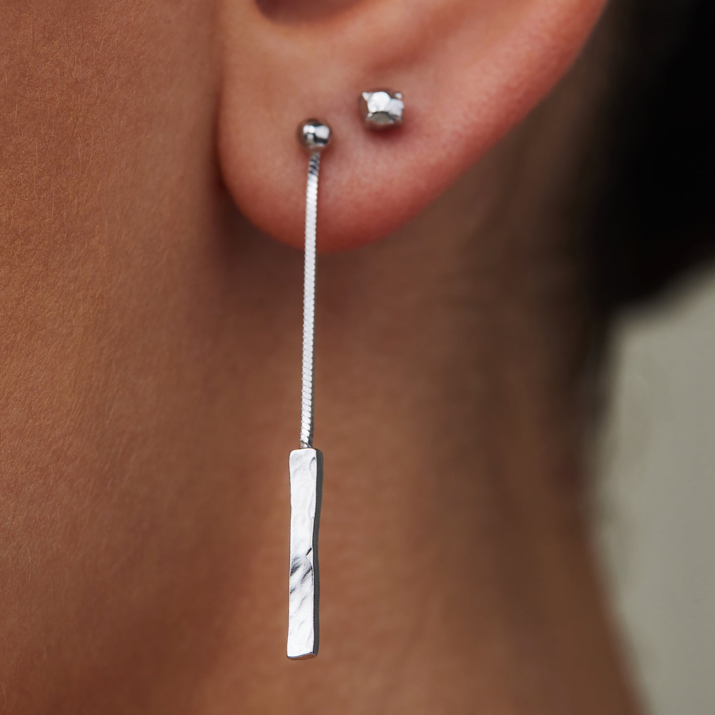 Sisterhood Moonscape 925 sterling silver drop earrings with rods
