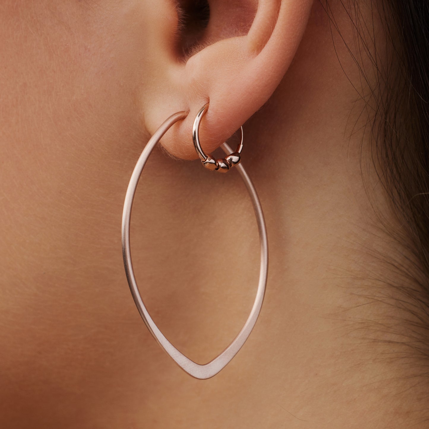 Sisterhood Feminine 925 sterling silver rose gold plated hoop earrings