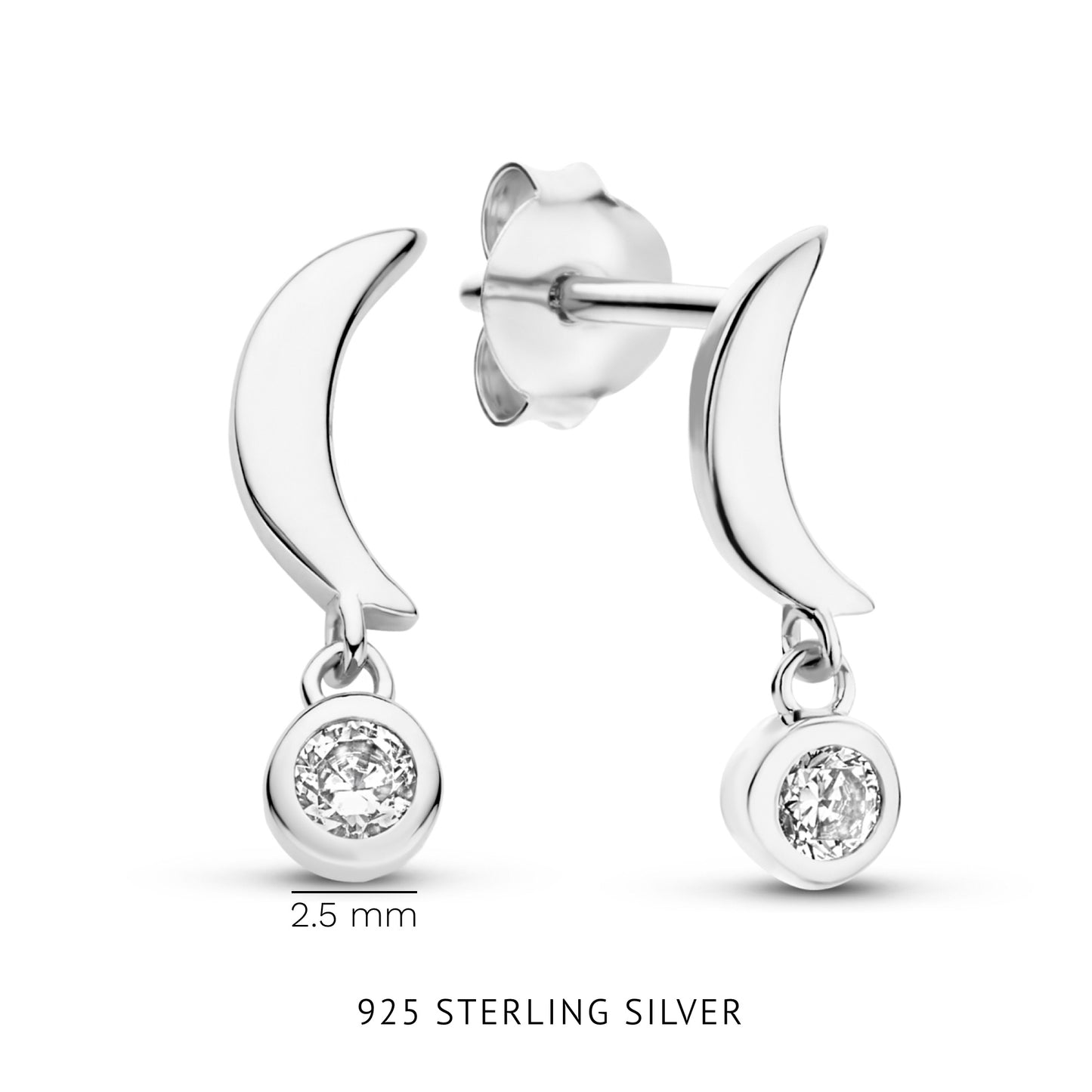 Violet's Gift 925 sterling silver bracelet and ear studs gift set with zirconia stones
