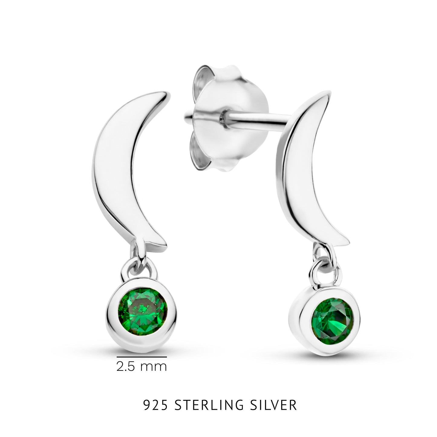 Violet's Gift idee regalo bracciale e orecchini a bottone in argento sterling 925 con pietre zircone verde