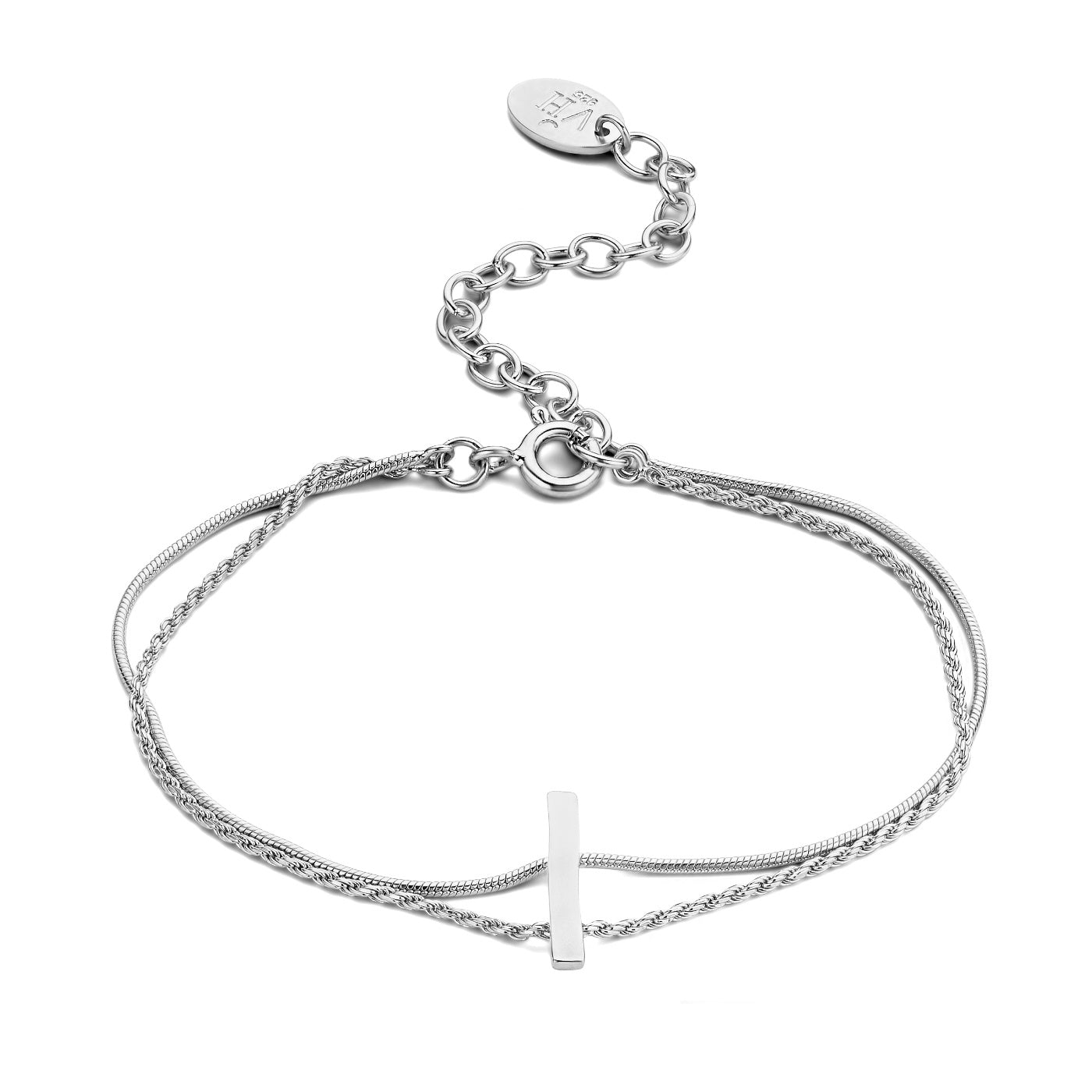 Sisterhood Moonscape 925 sterling silver double bracelet with bar